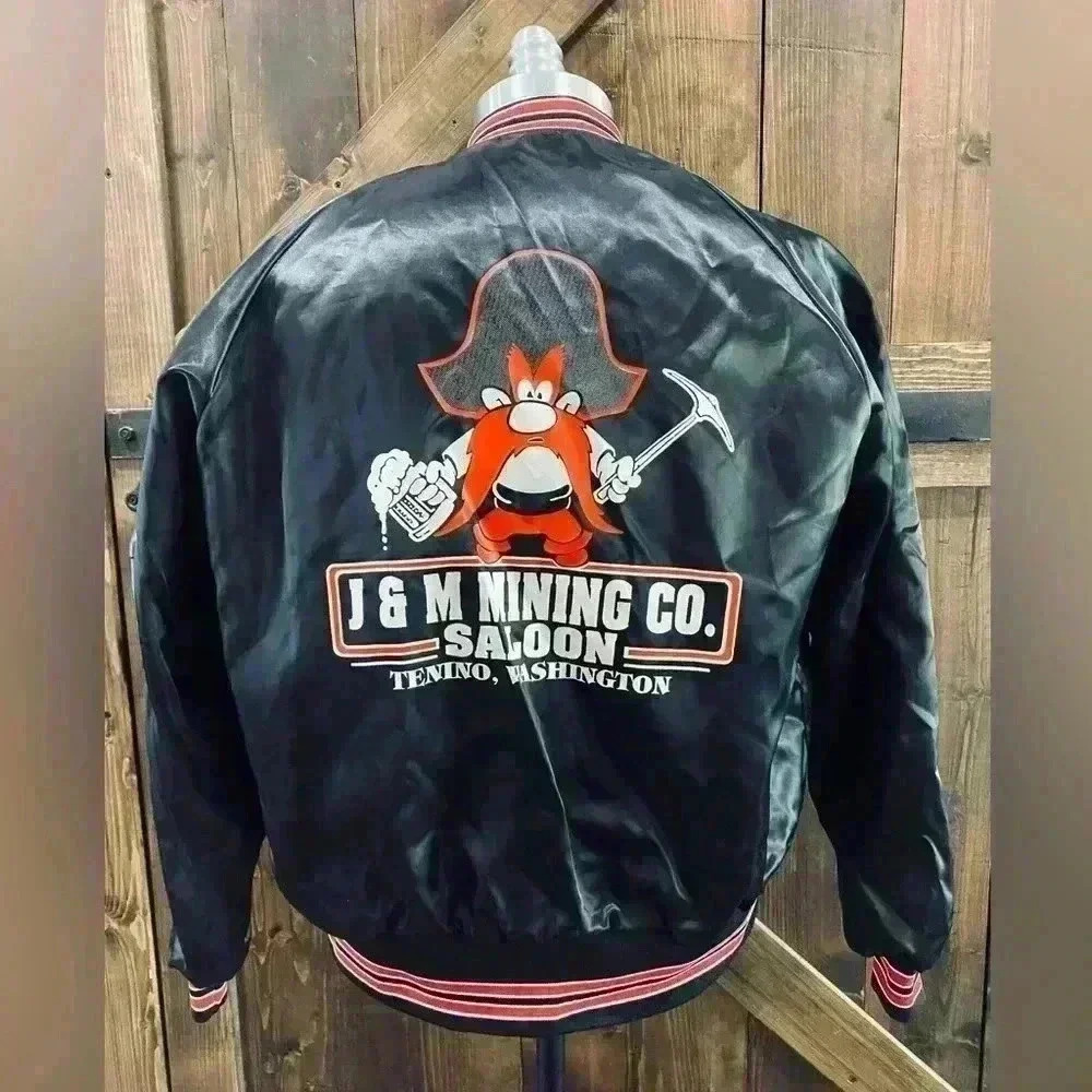 Vintage Pla-Jac Satin Bomber Jacket J&M Mining Co Saloon Tenino, WA Men’s M